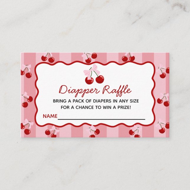 Coquette Cherry on Top Diaper Raffle  Enclosure Card (Front)