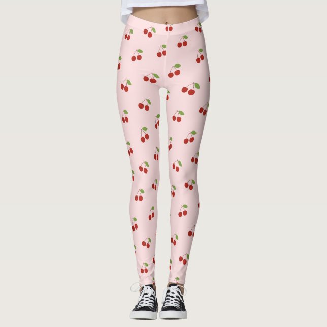 Coquette Cherry Pattern  Leggings (Front)