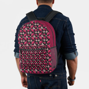 Coquette Cherry Pattern Pink Bow Aesthetic Printed Backpack