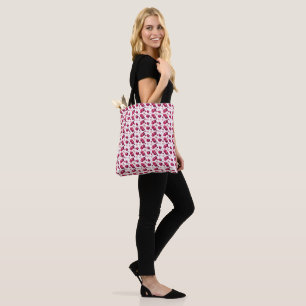 Coquette Cherry Pattern Pink Bow Aesthetic Tote Bag