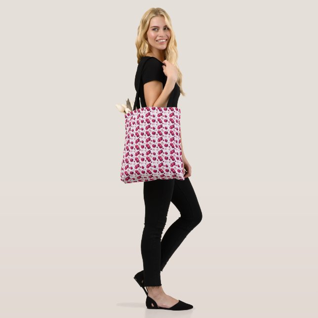 Coquette Cherry Pattern Pink Bow Aesthetic  Tote Bag (On Model)