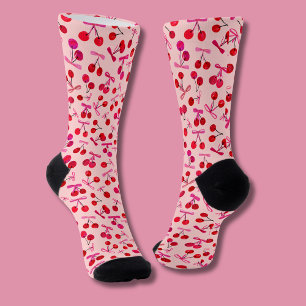 Coquette Cherry & Pink Bow pattern Socks