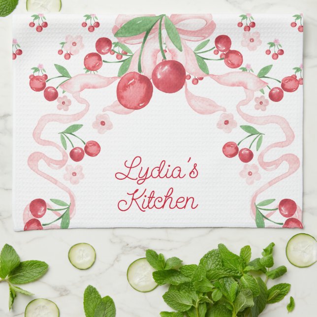  Coquette Cherry Tea Towel (Folded)