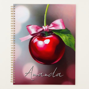 Coquette Cherry with Pink Bow and Leaf Planner