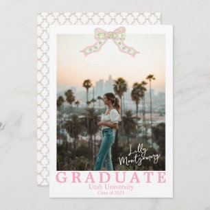 Coquette Chinoiserie Bow Graduation Announcement