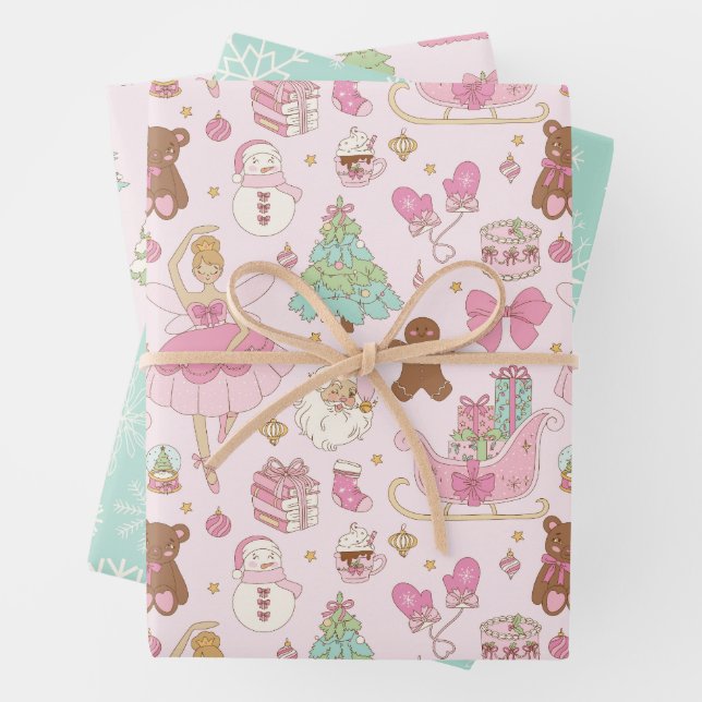 Coquette Christmas Ballerina  Wrapping Paper Sheet (In situ)