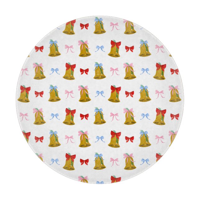 Coquette Christmas Bells and Bows Preppy Classic  Cutting Board (Front)