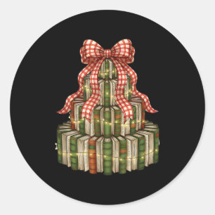 Coquette Christmas Book Tree All Booked For Christ Classic Round Sticker