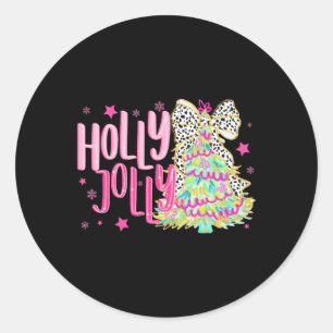 Coquette Christmas Colourful Holly And Jolly Chris Classic Round Sticker