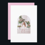 Coquette Christmas Family Photo Pink Green Doodle Holiday Card<br><div class="desc">Coquette Christmas Family Photo Whimsical Pink Green Doodle Holiday Card Christmas Card features your favourite photo To be used with the coordinating vellum frame of a whimsical coquette floral frame in pink and green with a pink bow and personalised with your custom text and personalised with your family name. NOTE:...</div>