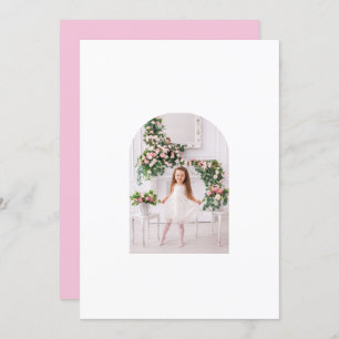 Coquette Christmas Family Photo Pink Green Doodle Holiday Card