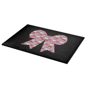 Coquette Christmas Pink Bow Santa Vintage Retro  Cutting Board