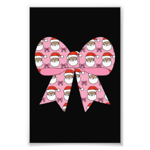 Coquette Christmas Pink Bow Santa Vintage Retro Photo Print