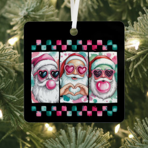Coquette Christmas Santa Bow Retro Preppy Xmas Metal Tree Decoration