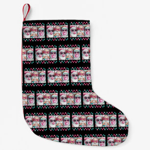 Coquette Christmas Santa Bow Retro Preppy Xmas  Small Christmas Stocking