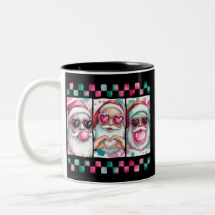 Coquette Christmas Santa Bow Retro Preppy Xmas Two-Tone Coffee Mug