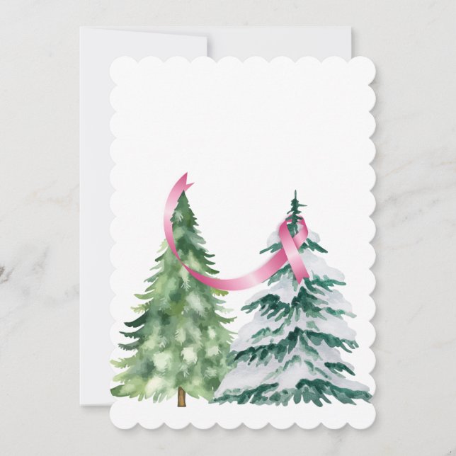 Coquette Christmas Tree, Breast Cancer Awareness Holiday Card (Front)