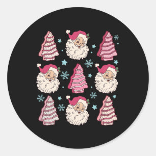 Coquette Christmas Tree Cake Santa Claus Pink Chri Classic Round Sticker