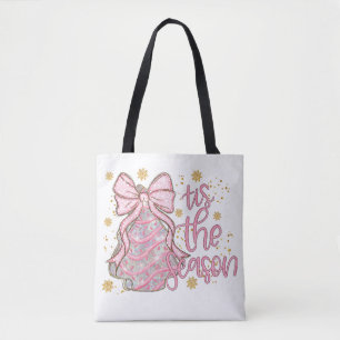 Coquette Christmas Tree Cake Tis the Season Tote Bag