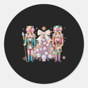 Coquette Christmas Tree Nutcrackers Ballet Xmas Wo Classic Round Sticker