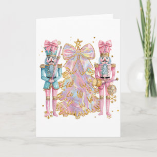 Coquette Christmas Tree Pink Nutcrackers Women Kid Card