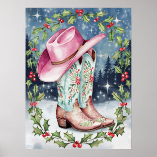 Coquette Christmas Wall Art, Western Xmas Print
