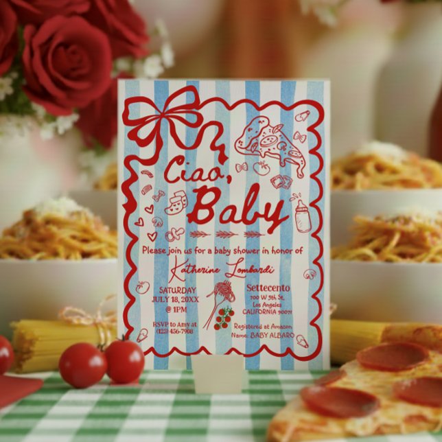Coquette Ciao Baby Blue Italian Theme Invitation (Creator Uploaded)