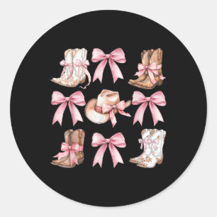 Coquette Cowgirl Boots With Pink Bows Aesthetic Y2 Classic Round Sticker
