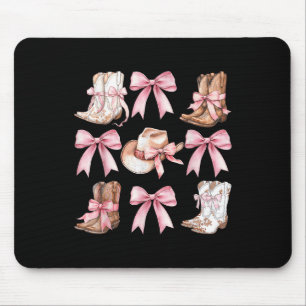 Coquette Cowgirl Boots With Pink Bows Aesthetic Y2 Mouse Pad