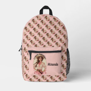 Coquette Cowgirl Western Fashion Portrait Printed Backpack