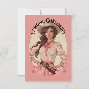 Coquette Cowgirl Western Fashion Portrait Thank You Card