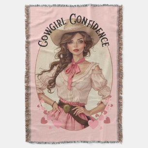 Coquette Cowgirl Western Fashion Portrait Throw Blanket
