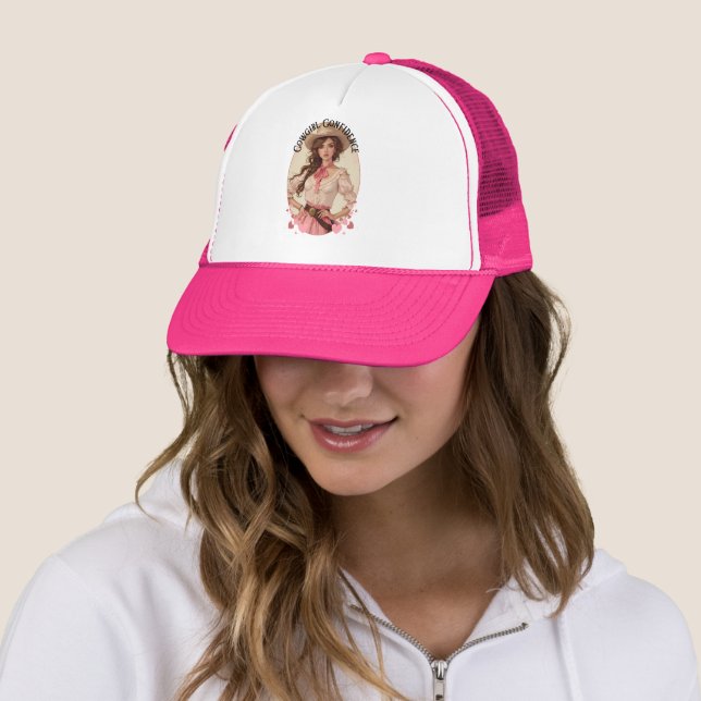 Coquette Cowgirl Western Fashion Portrait Trucker Hat (In Situ)