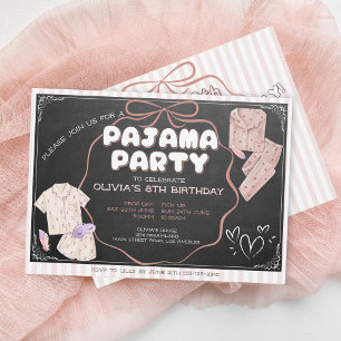 Coquette cute bow pajama party birthday invitation