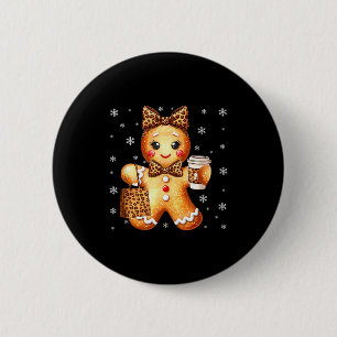 Coquette Cute Gingerbread Leopard Bow Christmas Gi 6 Cm Round Badge