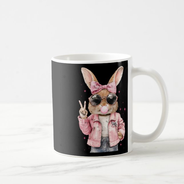 Coquette Cute Rabbit Bunny Blowing Bubble Funny Ea Coffee Mug (Right)