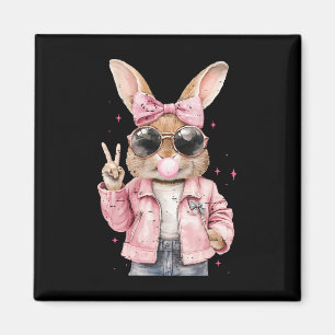 Coquette Cute Rabbit Bunny Blowing Bubble Funny Ea Magnet
