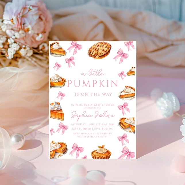 Coquette Cutie Pie Sweet Pink Bow Baby Shower Invitation (Creator Uploaded)