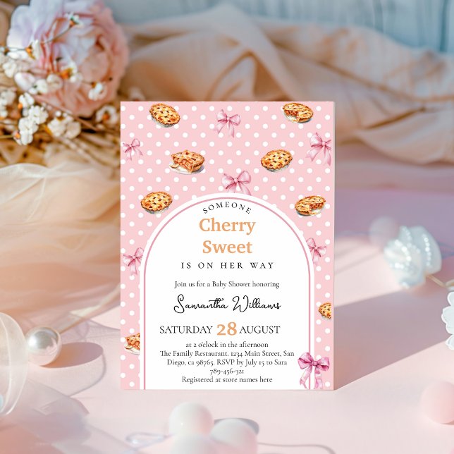 Coquette Cutie Pie Sweet Pink Bow Baby Shower Invitation (Creator Uploaded)