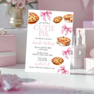 Coquette Cutie Pie Sweet Pink Bow Baby Shower Invitation