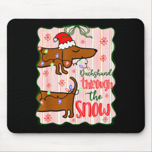 Coquette Dachshund Through The Snow, Retro Christm Mouse Pad