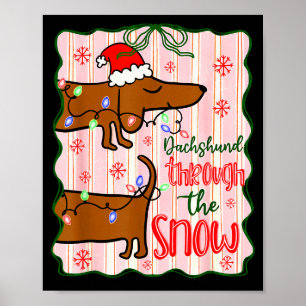 Coquette Dachshund Through The Snow, Retro Christm Poster