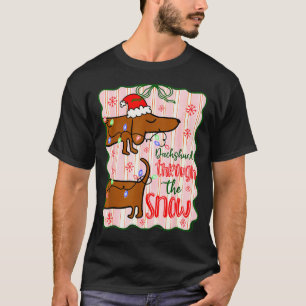 Coquette Dachshund Through The Snow, Retro Christm T-Shirt