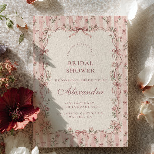 Coquette Dainty Bow Bridal Shower Invitation