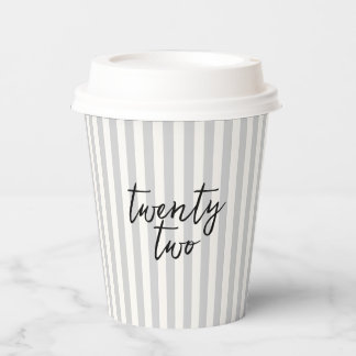 Coquette Disco Ball & Black Bow Grey Stripes Paper Cups
