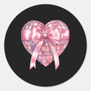 Coquette Disco Heart Pink Valentine Girly Valentin Classic Round Sticker