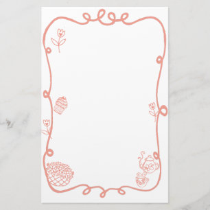 Coquette Doodle Ribbon Frame Stationery