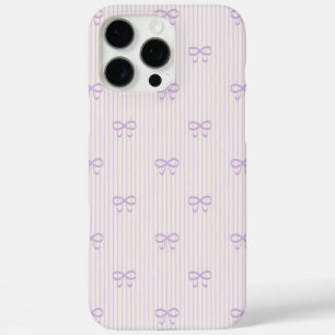 Coquette Dusty Lilac Ribbon Bows & Pinstripes iPhone 16 Pro Max Case
