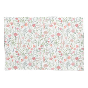 Coquette Feminine Pink Wildflower Meadow Pillowcase