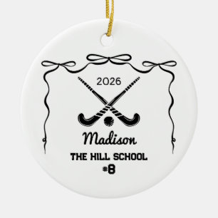 Coquette Field Hockey, Field Hockey team xmas Ceramic Ornament